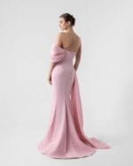 Lustrous Pink Open Taffeta Corset Mermaid Gown - Image 4