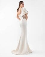 Moonlit Pearl, One-Shoulder Cream Mermaid Gown - Image 3