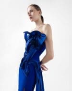 Rhapsody Royal Blue Taffeta Gown - Image 5