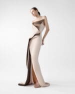 Molten Nude and Bronze Folded Gown - Image 2