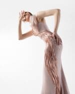 Lace Embellished Halter-Neck Rosé Gown - Image 2