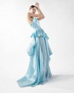 Celestial Blue Waterfall Lace and Organza Gown - Image 2