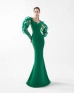 Emerald Dreamweaver Gown With Illusion Sleeves