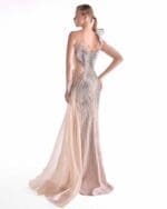 Moonlace 3d embroidered Reverie Gown with cascading gold blend liquid cloche. - Image 4