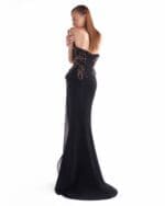Obsidian Petals Draped Black Mermaid Gown - Image 2