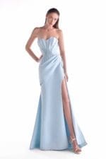Cinched Waist Beading, Ice Blue Gown