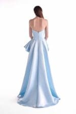 Celestial Ice Blue Peplum Gown with Pleated Bodice - Image 3