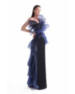 Twisted Dual Tone Fluid Organza Black Gown