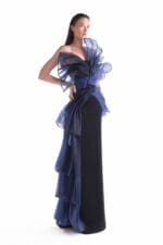 Twisted Dual Tone Fluid Organza Black Gown - Image 4