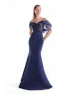 Timeless Navy Off-Shoulder Mermaid Gown