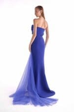 Boned Royal Blue Floral Embellished  Corset Gown - Image 2