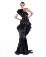 Fleur Noir Sculptural Gown