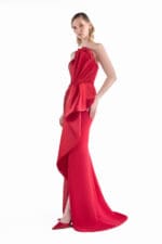 Vermilion Drapé Column Gown - Image 4