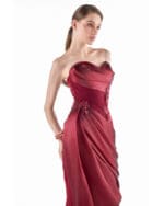 Burgundy Bloom Draped Gown - Image 2