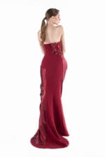 Burgundy Bloom Draped Gown - Image 4