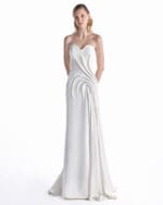 Ivory Ripple Column Gown