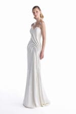 Ivory Ripple Column Gown - Image 3