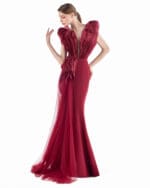 Burgundy Rift Column Gown