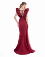Burgundy Rift Column Gown - Image 2