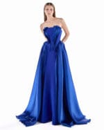 Sapphire Cascade Evening Gown