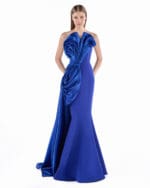 Cobalt Rosette Column Gown