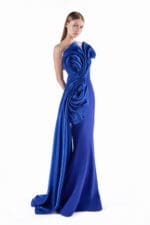 Cobalt Rosette Column Gown - Image 3