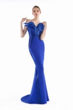 Cobalt Plume Mermaid Gown - Image 4