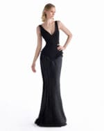 Noir Bellflower Column Gown