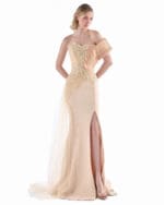 Golden Zephyr Column Gown