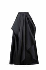 High Slitted Asymmetrical Black Taffeta Skirt - Image 2