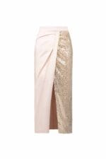 Sequined Gold Taffeta Draped Skirt - Image 2
