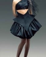 Cinched Waist Balloon Black Skirt