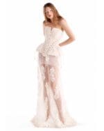 Textured Jacquard Sculpted Peplum Corset - Image 4